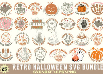 Retro Halloween T-shirt Bundle Retro Halloween Svg Bundle