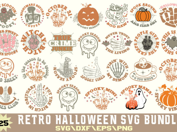 Retro halloween t-shirt bundle retro halloween svg bundle