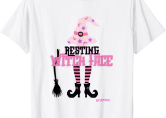 Resting Witch Face Halloween Broomstick T-Shirt