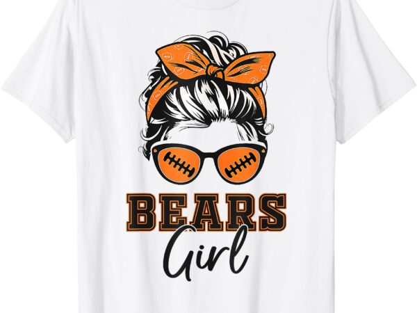 Retro bears girl messy bun sports fan team spirit t-shirt