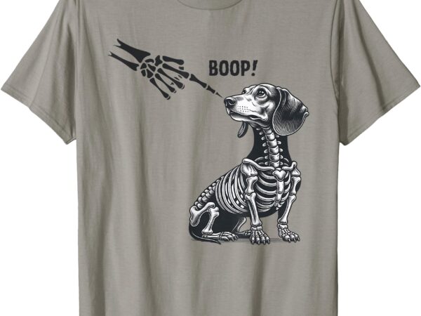 Retro cute dachshund skeleton hand boop dog funny halloween t-shirt