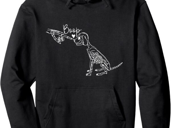 Retro cute skeleton hand boop dog funny halloween pullover hoodie t shirt design online