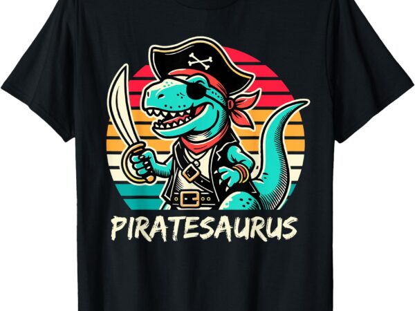 Retro dinosaur t rex pirate costume kids boys piratesaurus t-shirt