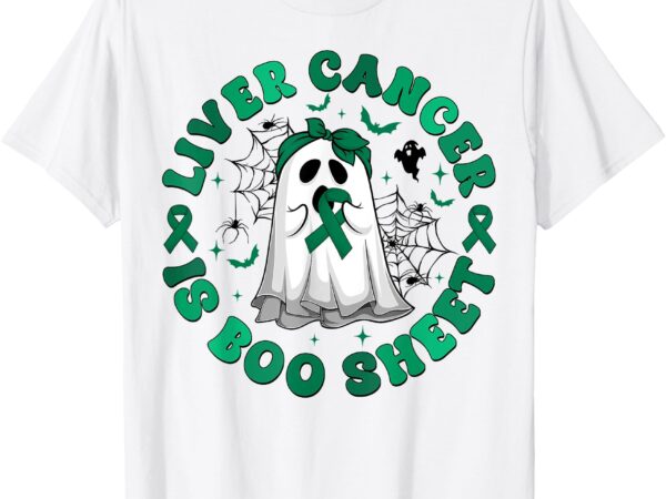 Retro groovy liver cancer is boo sheet ghost green ribbon t-shirt