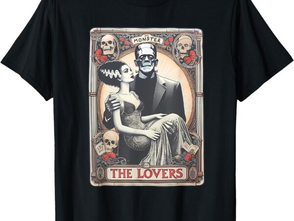 Retro halloween frankenstein lovers tarot card halloween t-shirt