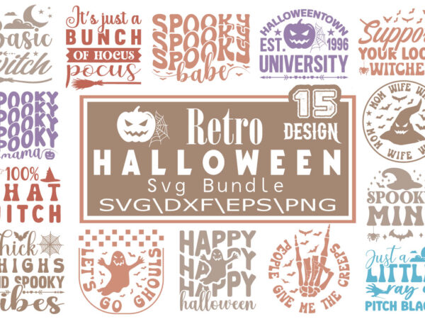 Retro halloween t-shirt bundle retro halloween svg bundle