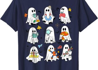 Retro Halloween Science Teacher Ghost Laboratory Teacher T-Shirt