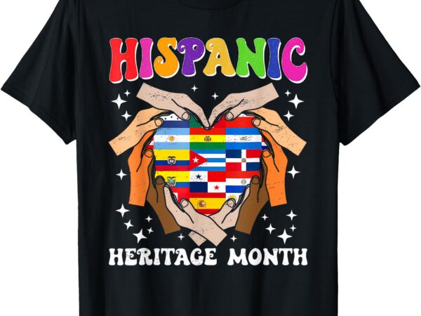 Retro hispanic heritage month all countries heart hand gifts t-shirt