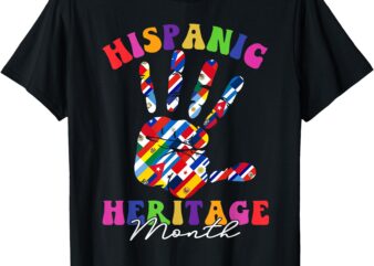 Retro Hispanic Heritage Month All Countries Heart Hands T-Shirt