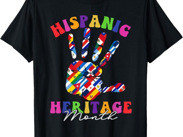 Retro hispanic heritage month all countries heart hands t-shirt