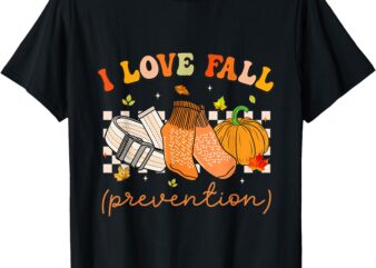 Retro I Love Fall Prevention Fall Physical Therapy Groovy T-Shirt