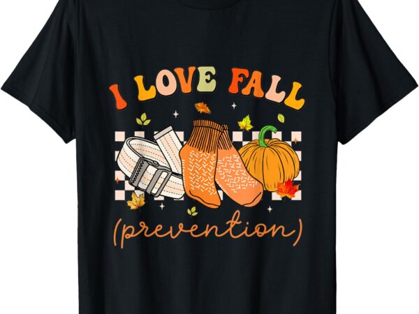 Retro i love fall prevention fall physical therapy groovy t-shirt