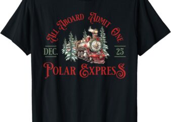 Retro North Pole Polar Express All Abroad Family Matching T-Shirt