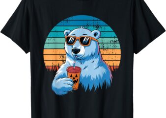 Retro Polar Bear in Sunglasses Halloween Funny Polar Bear T-Shirt