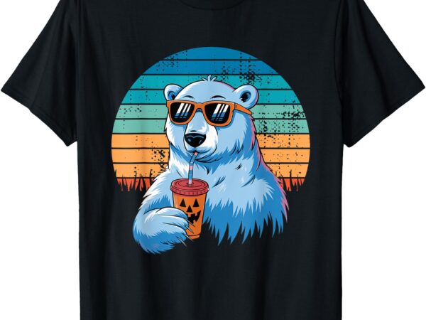 Retro polar bear in sunglasses halloween funny polar bear t-shirt