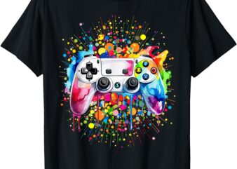 Retro Polka Dots Gaming Controller Video Gamers Dot Day Boys T-Shirt