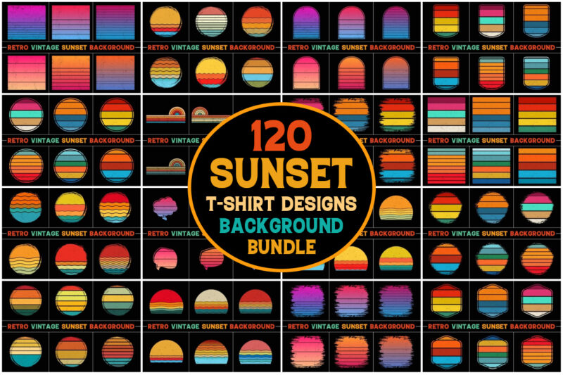 Retro Vintage Sunset Graphic Bundle