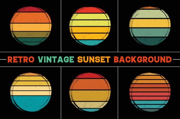 Retro Vintage Sunset Graphic Bundle