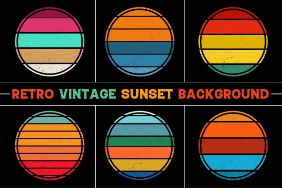 Retro Vintage Sunset Graphic Bundle