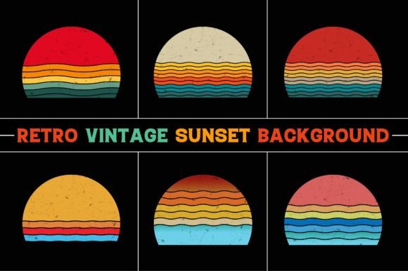 Retro Vintage Sunset Graphic Bundle