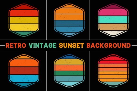 Retro Vintage Sunset Graphic Bundle