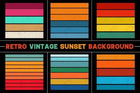 Retro Vintage Sunset Graphic Bundle