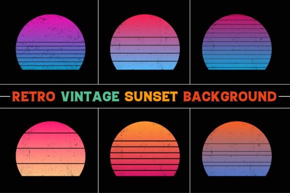 Retro Vintage Sunset Graphic Bundle