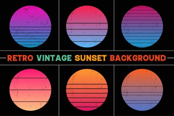 Retro Vintage Sunset Graphic Bundle