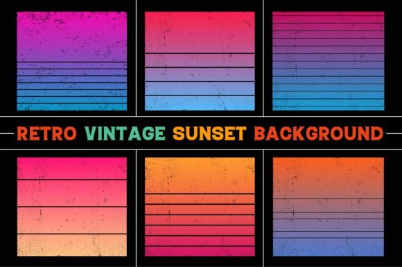 Retro Vintage Sunset Graphic Bundle