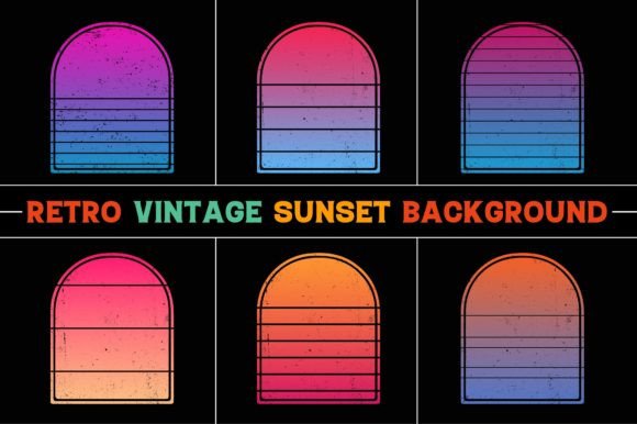 Retro Vintage Sunset Graphic Bundle