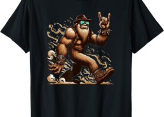 Rock On Bigfoot Sasquatch Legend Rock n Roll Hand Gesture T-Shirt