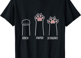 Rock Paper Scissors Paw Game Cat Love Pet Enthusiasts T-Shirt