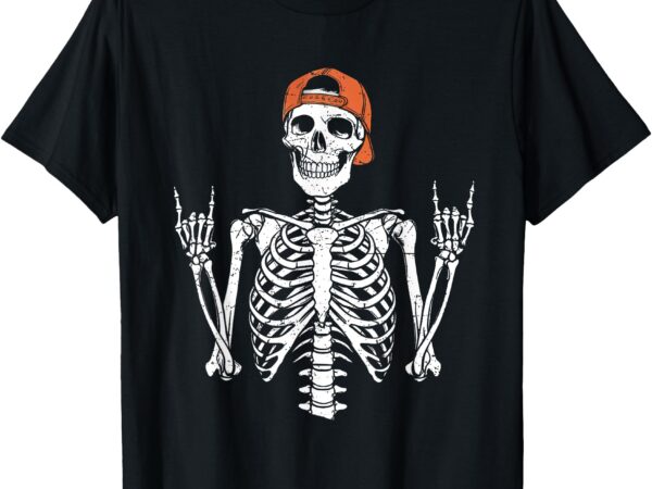 Rocker skeleton cap skater halloween rock mens boys kids t-shirt