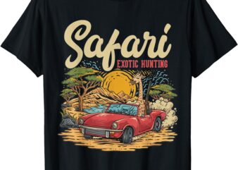 Safari Exotic Hunting – Giraffe in a Sports Car Design T-Shirt