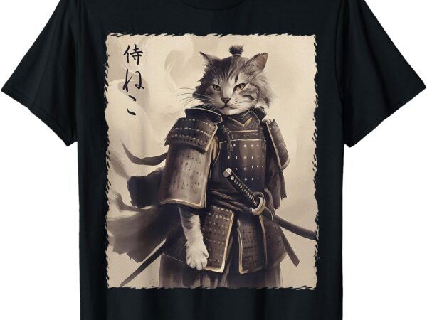 Samurai cat vintage ukiyo e cool warrior cat japanese art t-shirt