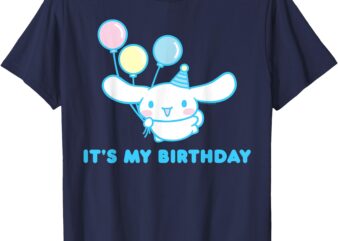 Sanrio Cinnamoroll Birthday T-Shirt_ Adult Classic Fit, Blue Crew Neck, Short Sleeve