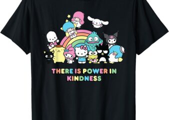 Sanrio Hello Kitty & Friends Power in Kindness Black Classic Fit T-Shirt, Crew Neck, Short Sleeve