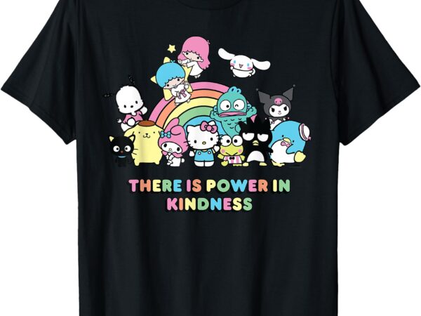 Sanrio hello kitty & friends power in kindness black classic fit t-shirt, crew neck, short sleeve