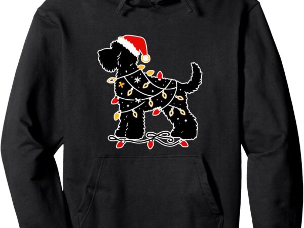 Santa puppy christmas lights pullover hoodie t shirt template vector