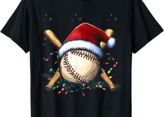 Santa Sports Design For Men Boys Christmas Baseball Player T-Shirt