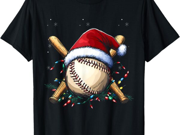 Santa sports design for men boys christmas baseball player t-shirt