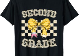 Second Grade Teacher Coquette Pencil Bow Back To School T-Shirt