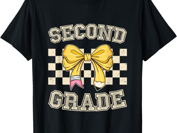 Second grade teacher coquette pencil bow back to school t-shirt