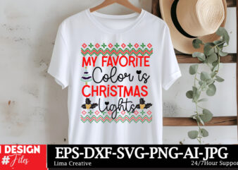 My Favorite Color Is Christmas Lights T-shirt Design ,Christmas T-shirt Design,Christmas SVG Design ,Christmas SVG Cut File,Christmas Sublim