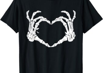 Skeleton Hands Heart Halloween Costume Women Men Kids T-Shirt