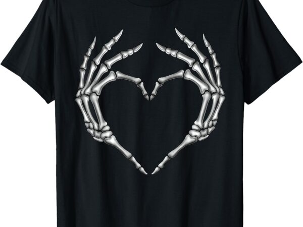 Skeleton hands heart sign retro halloween costume women girl t-shirt