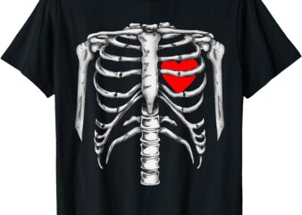 Skeleton Rib Cage Heart Xray Halloween Easy Costume T-Shirt