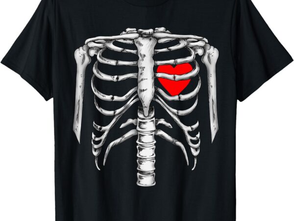 Skeleton rib cage heart xray halloween easy costume t-shirt