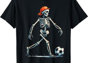 Skeleton Soccer Halloween Costume Funny Men Boys Kids Tee T-Shirt