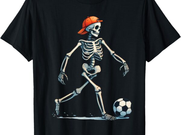 Skeleton soccer halloween costume funny men boys kids tee t-shirt